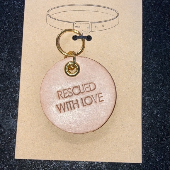 NWT Set of 3 Santa Barbara Design Leather Pet Tag Rescued with Love - Picture 3 of 4
